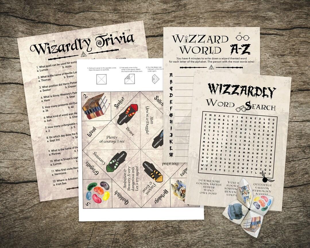 Printable Wizard Birthday Party Games & Trivia Quiz, Magic Themed ...