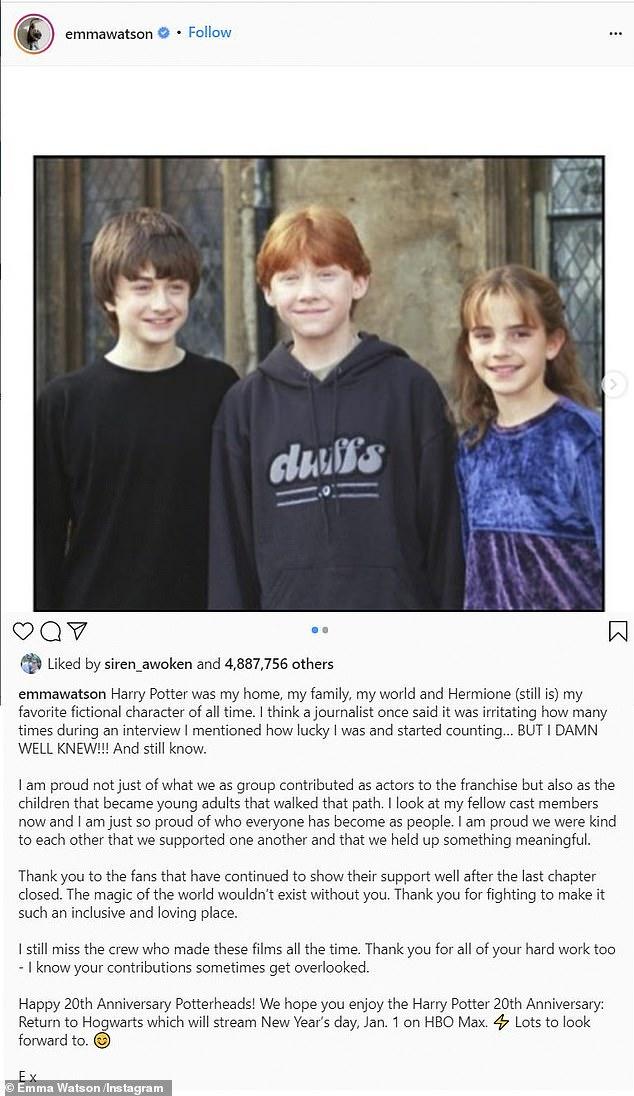 <b>Emma Watson</b> shares throwback photos with <b>Daniel Radcliffe</b> and ...