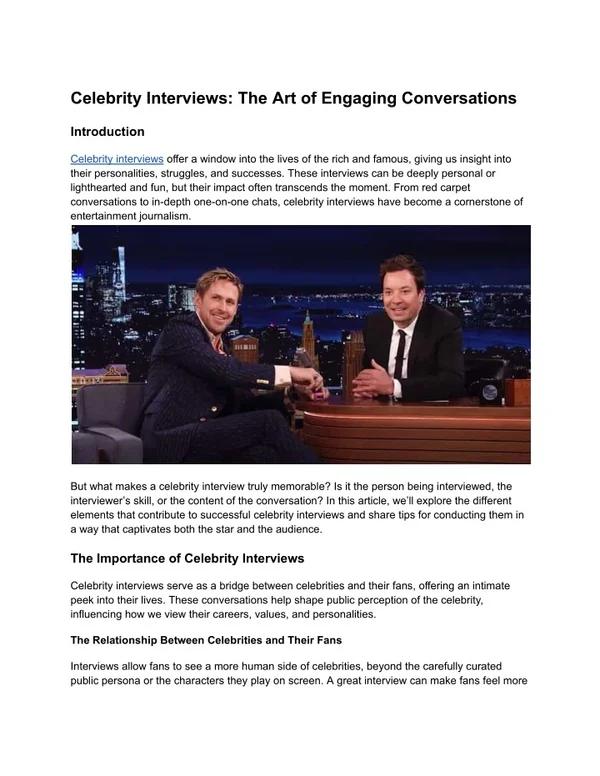 PPT - <b>Celebrity</b> Interviews_ The Art of Engaging Conversations ...
