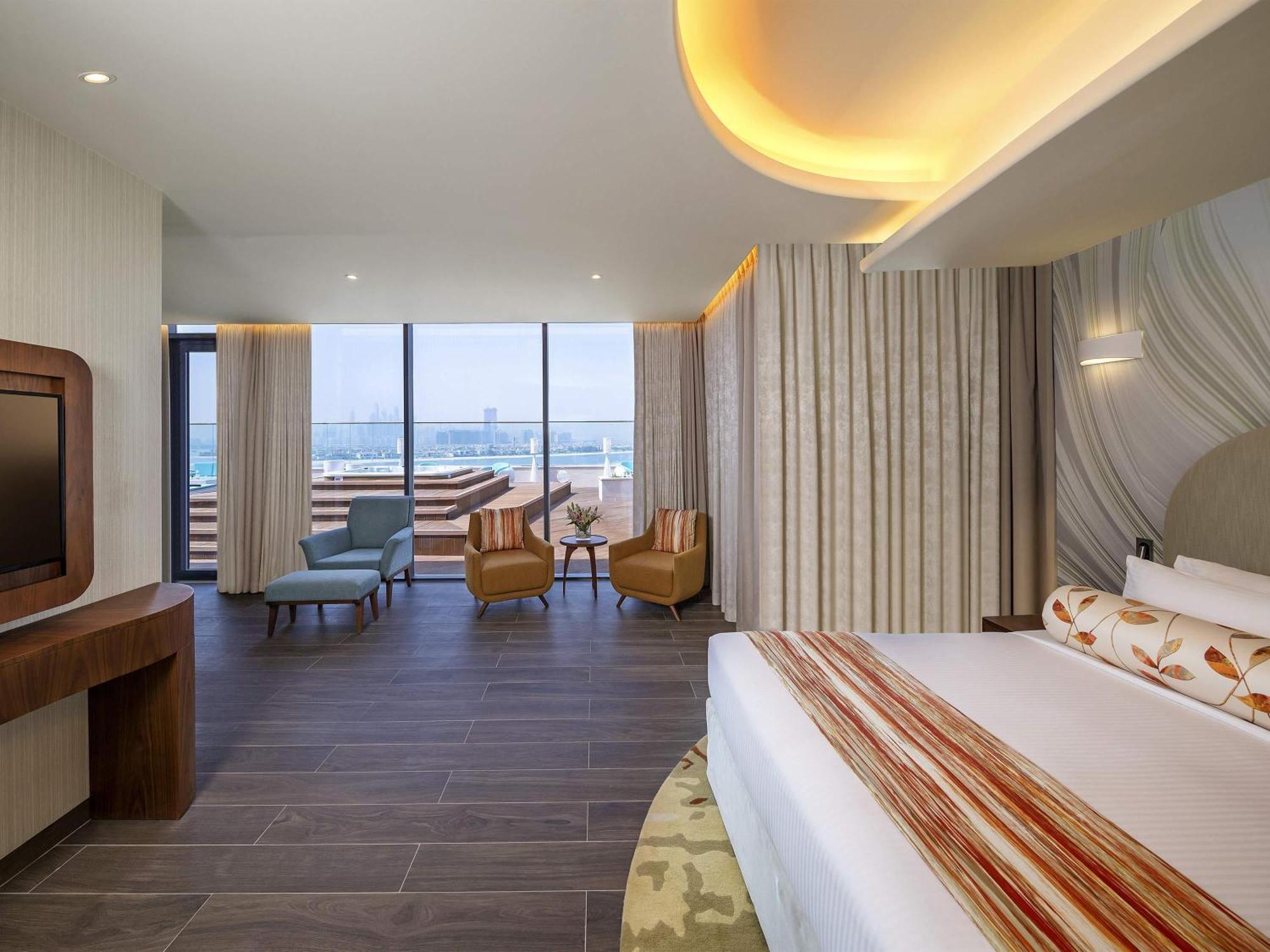 Suite Lit King-Size Penthouse avec Toit-Terrasse - Vue sur Mer et Palm - Accès au Salon Club/Plage